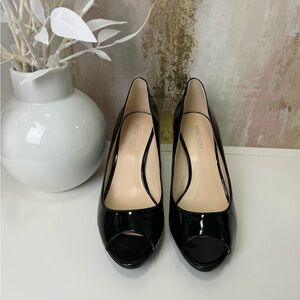 Nine West black open toe heels